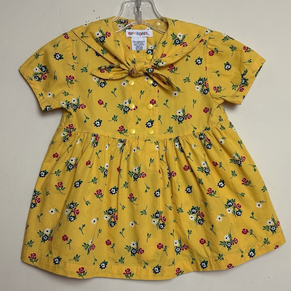 VTG Gymboree Country Meadows Dress Rainbow Tag Cottagecore Yellow Floral 12-18 M